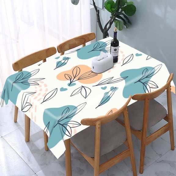RKSupls Elegant Floral Swirl Pattern Rectangle Dining Tablecloth, Washable Wipeable Stain & Wrinkle Resistant Polyester Tablecloth for Kitchen Picnic Party