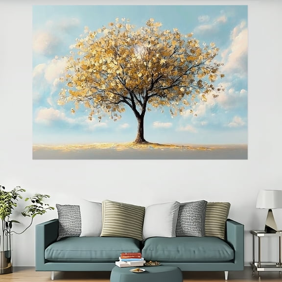 RKSupls Elegant Tree of Life Golden Leaf Tapestry,Home Tapestry Suitable for Hanging for Decorative Wall Hanging, Decorative Bedroom, Living Room Decoration - 60x40in