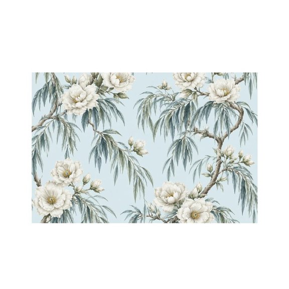 RKSupls Elegant White Peonies Willow Linen Placemats 30x45cm Straight Edge Stain Resistant Washable Non-Slip Table Mats Table for Kitchen Dining Room Home