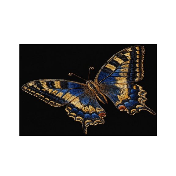 RKSupls Embroidered Swallowtail Butterfly Linen Placemats 30x45cm Straight Edge Stain Resistant Washable Non-Slip Table Mats Table for Kitchen Dining Room Home
