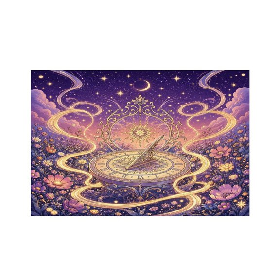 RKSupls Enchanted Sundial Flower Star Night Linen Placemats 30x45cm Straight Edge Stain Resistant Washable Non-Slip Table Mats Table for Kitchen Dining Room Home