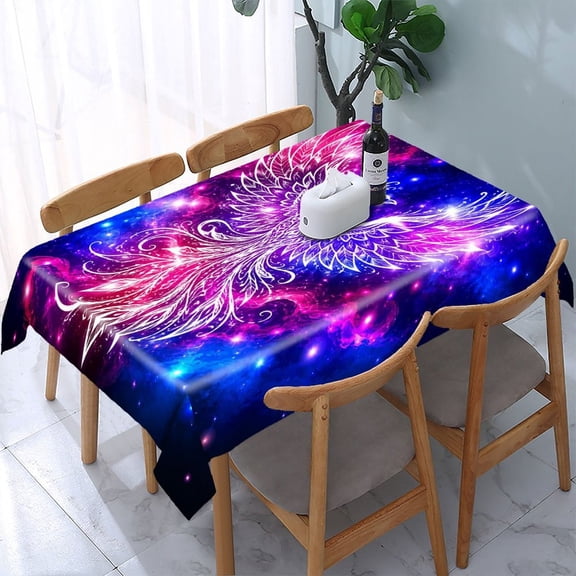 RKSupls Ethereal Deer Mandala Lights Rectangle Dining Tablecloth, Washable Wipeable Stain & Wrinkle Resistant Polyester Tablecloth for Kitchen Picnic Party