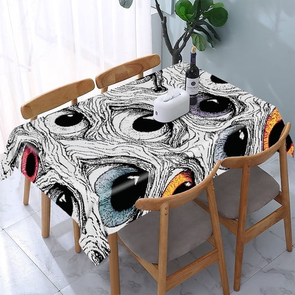 RKSupls Eyes Pattern Colorful Rectangle Dining Tablecloth, Washable Wipeable Stain & Wrinkle Resistant Polyester Tablecloth for Kitchen Picnic Party