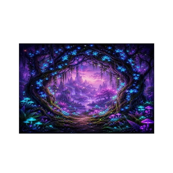 RKSupls Fantasy Flower Arch Pathway Linen Placemats 30x45cm Straight Edge Stain Resistant Washable Non-Slip Table Mats Table for Kitchen Dining Room Home