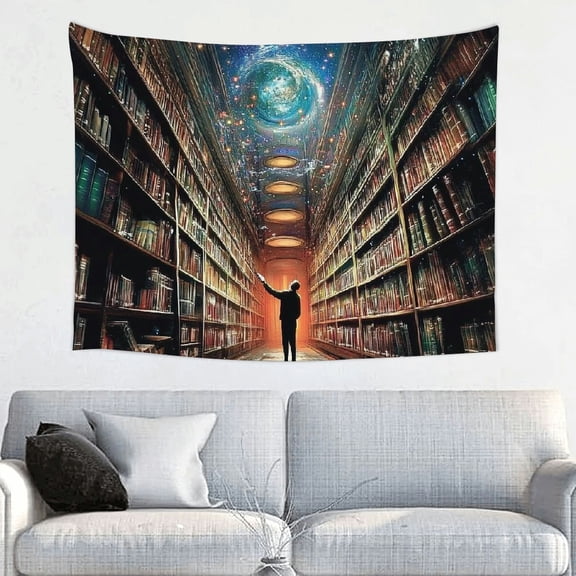 RKSupls Fantasy Library Tapestry, Home Tapestry Suitable for Hanging for Decorative Wall Hanging, Decorative Bedroom, Living Room Decoration - 40x30in