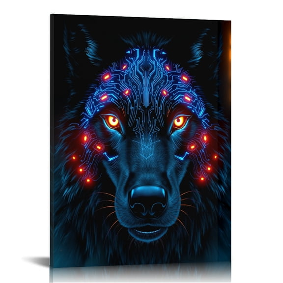 RKSupls Fantasy Wolf Head Canvas Wall Art, Canvas Prints Wall Art for Living Room Bedroom Entryway Office, Art Print Painting for Home Decor