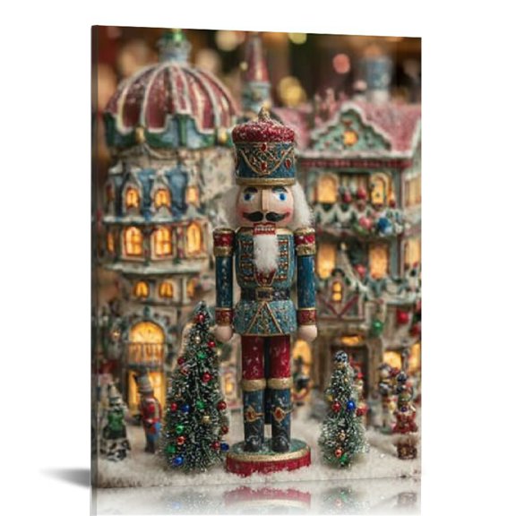 RKSupls Festive Nutcracker Canvas Wall Art, Canvas Prints Wall Art for Living Room Bedroom Entryway Office, Art Print Painting for New Year Home Decorations,12x16in