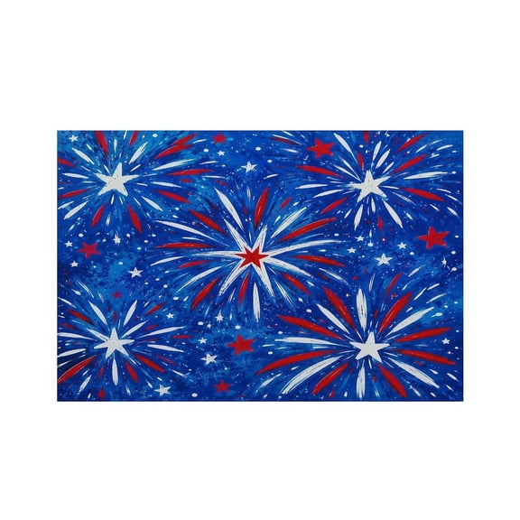 RKSupls Fireworks Burst Star Celebration Linen Placemats 30x45cm Straight Edge Stain Resistant Washable Non-Slip Table Mats Table for Kitchen Dining Room Home