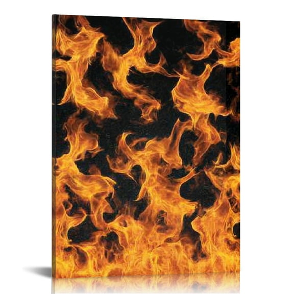 RKSupls Flaming Fire Canvas Wall Art, Canvas Prints Wall Art for Living Room Bedroom Stairway Office, Art Print Painting for Home Decorations,12x16in
