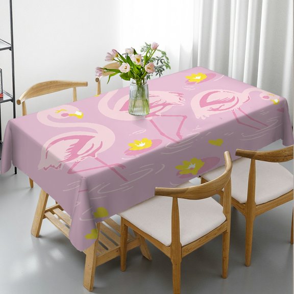 RKSupls  Flamingos In Water With Lilies Print Rectangle Dining Tablecloth,  Holiday-Themed Design Festive Table Setting, Flamingos In Water With Lilies