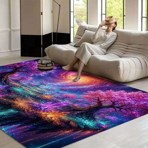 RKSupls Floating Crystal Island Soft Fluffy Velvet Area Rug for Living Room Bedroom, Non-Slip Washable Carpet, Modern Minimalist Home Decor Floor Mat