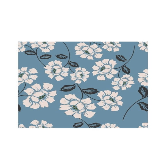 RKSupls Floral Fabric Background Design Linen Placemats 30x45cm Straight Edge Stain Resistant Washable Non-Slip Table Mats Table for Kitchen Dining Room Home