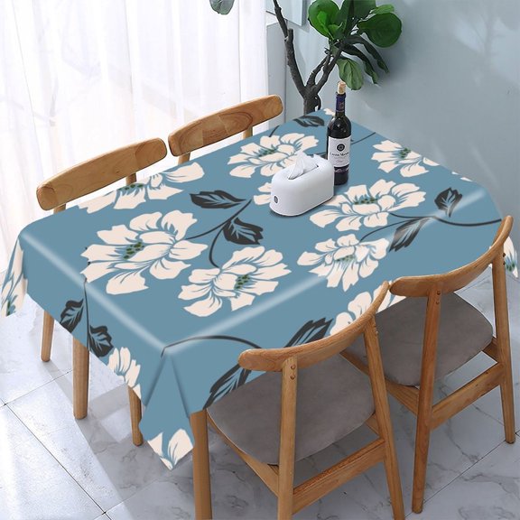 RKSupls Floral Fabric Background Design Rectangle Dining Tablecloth, Washable Wipeable Stain & Wrinkle Resistant Polyester Tablecloth for Kitchen Picnic Party