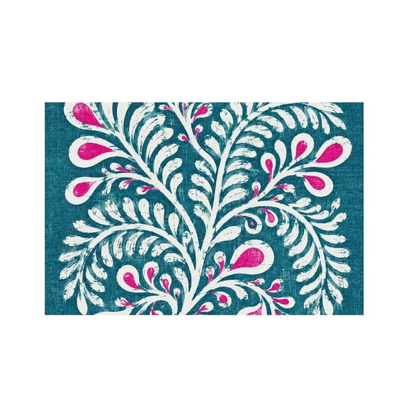 RKSupls Floral Paisley Teal Pink Linen Placemats 30x45cm Straight Edge Stain Resistant Washable Non-Slip Table Mats Table for Kitchen Dining Room Home
