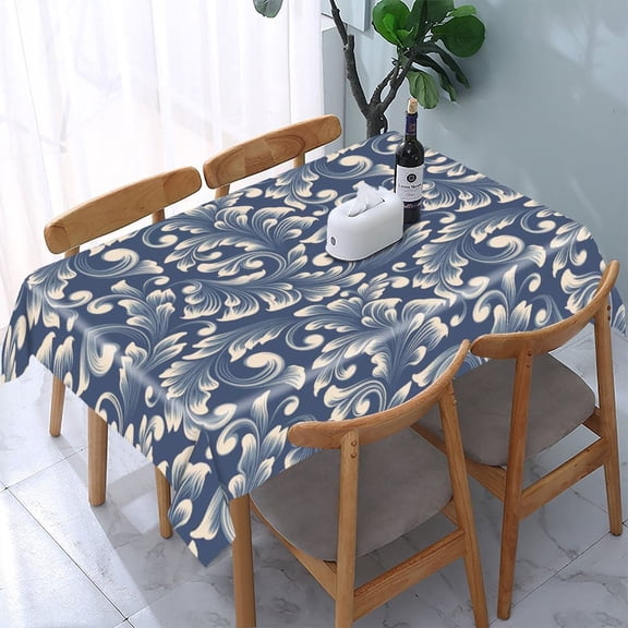 RKSupls Floral Pattern Free Seamless Rectangle Dining Tablecloth, Washable Wipeable Stain & Wrinkle Resistant Polyester Tablecloth for Kitchen Picnic Party