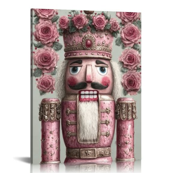 RKSupls Flower Nutcracker Canvas Wall Art, Canvas Prints Wall Art for Living Room Bedroom Stairway Office, Art Print Painting for Home Decorations,12x16in