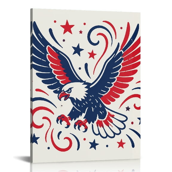 RKSupls Flying Eagle With Stars And Swirls  Canvas Print,  Modern Art,  Wall Decor
 Bathroom Bedroom Kitchen Dining Room Wall Decor Prints