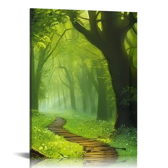 RKSupls Forest Path Green Light Wall Decor
, Modern Art, Canvas Print Bathroom Bedroom Kitchen Living Room Office Wall Decor Prints