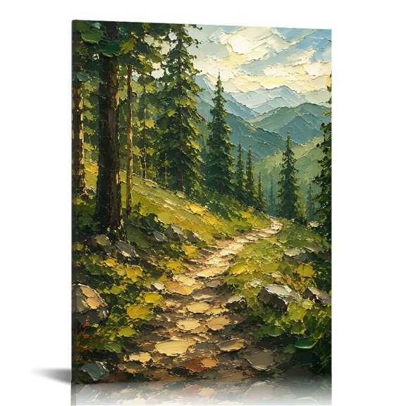 RKSupls Forest Trail Mountain Sunset Wall Decor
, Canvas Wall Art, Ready to Hang Bathroom Bedroom Kitchen Staircase Corridor Entrance Hall Wall Decor Prints