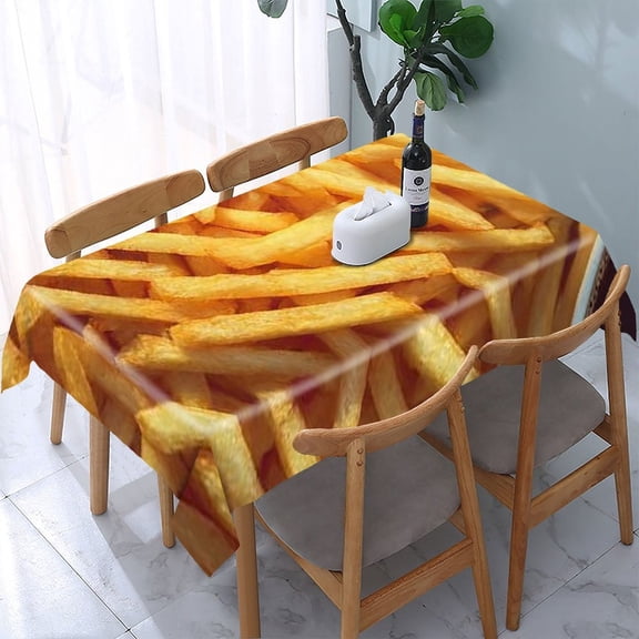 RKSupls French Fries Sauce Rectangle Dining Tablecloth, Washable Wipeable Stain & Wrinkle Resistant Polyester Tablecloth for Kitchen Picnic Party