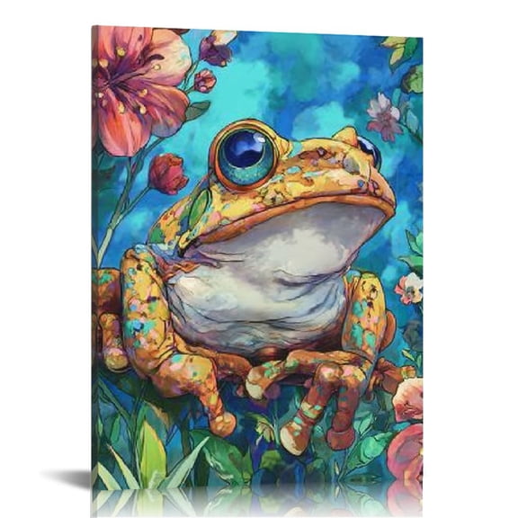 RKSupls Frog Canvas Wall Art, Canvas Prints Wall Art for Living Room Bedroom Stairway Office, Art Print Painting for New Year Home Decorations,12x16in