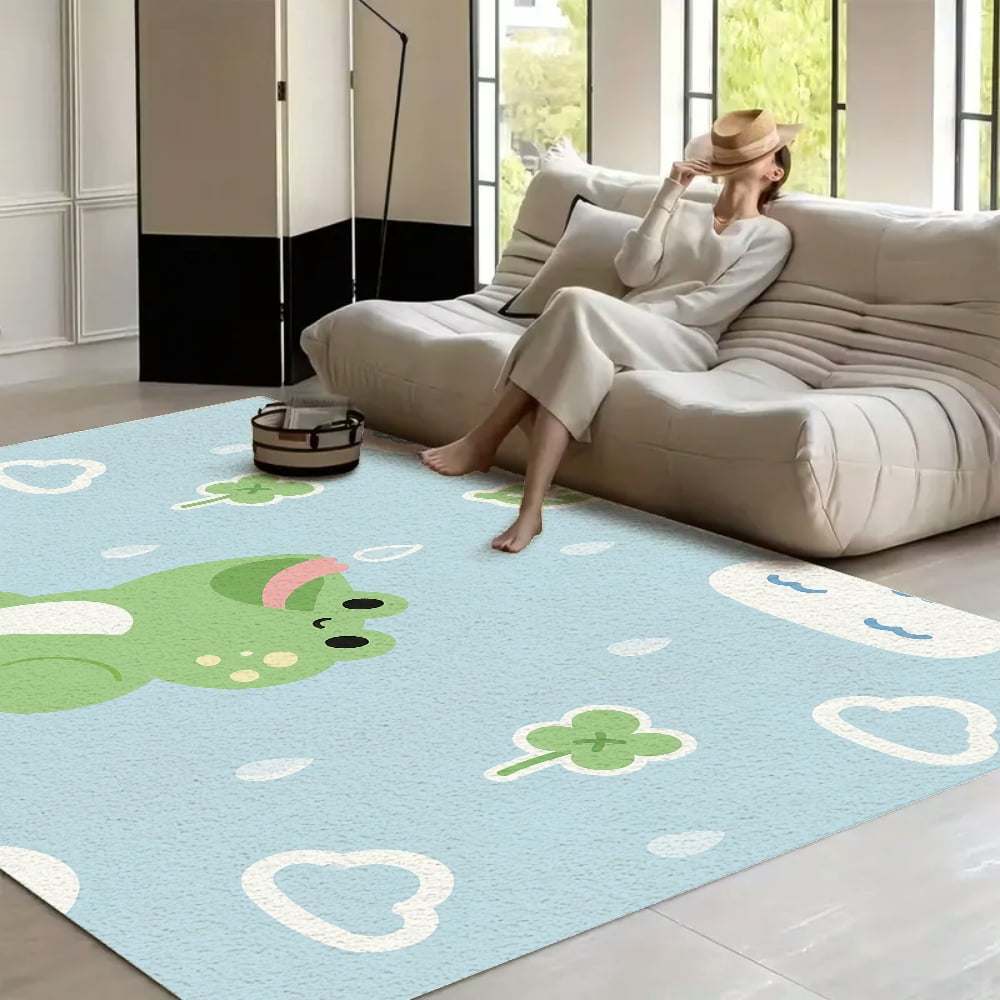 RKSupls Frog Catching Raindrops Soft Fluffy Velvet Area Rug for Living ...