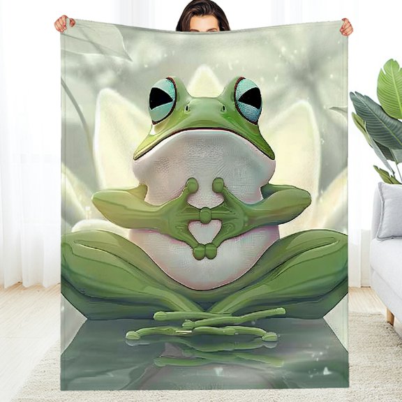 RKSupls Frog Lotus Tranquility All-Season Blanket , Machine Washable Warm Warm and Cozy Throw, Soft Throw for Couch, Travel, Camping