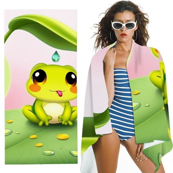 RKSupls Frog Microfiber Beach Towel, Extra Large Quick Dry Lightweight Towel for Travel Swimming Camping, Soft Super Absorbent- 30x60 in