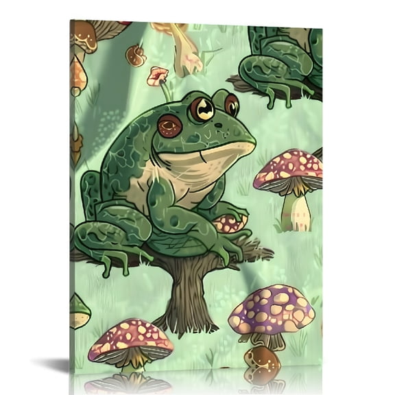 RKSupls Frog Mushroom Forest  Modern Art,  Canvas Print, Canvas Wall Art Bathroom Bedroom Kitchen Living Room Office Wall Decor Prints