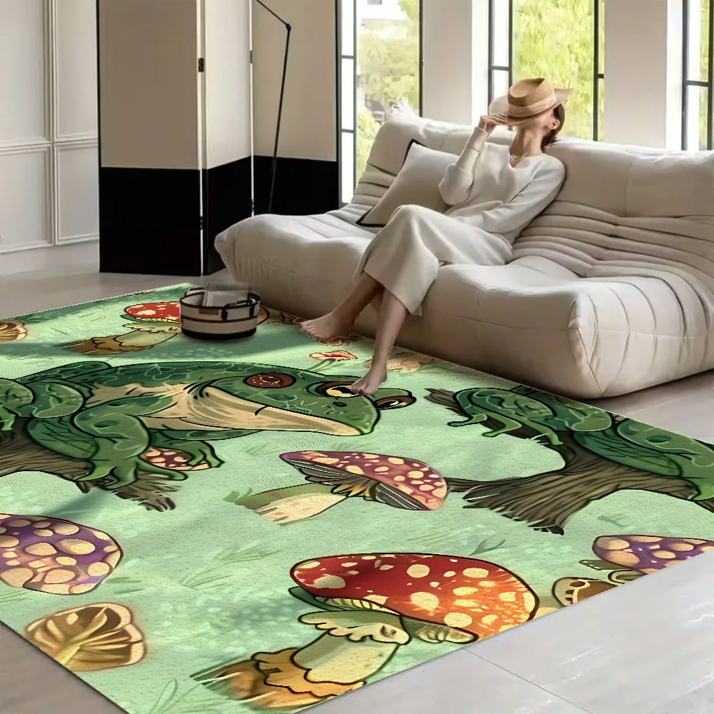RKSupls 7x5ft Frog Mushroom Forest Soft Fluffy Velvet Area Rug for