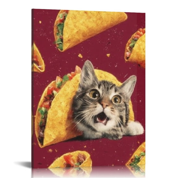 RKSupls Funny Burrito Cat Canvas Wall Art, Canvas Prints Wall Art for Living Room Bedroom Entryway Office, Art Print Painting for Valentine's Day Home Decorations,12x16in
