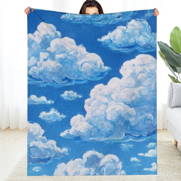 RKSupls Funny Clouds Theme Throw Blanket, Soft Warm Lightweight Flannel Throw Blanket for Couch, Bed, Outdoor, Cozy Fluffy Fuzzy Blankets for Women Boys Girls, Home Decor, 30*40in