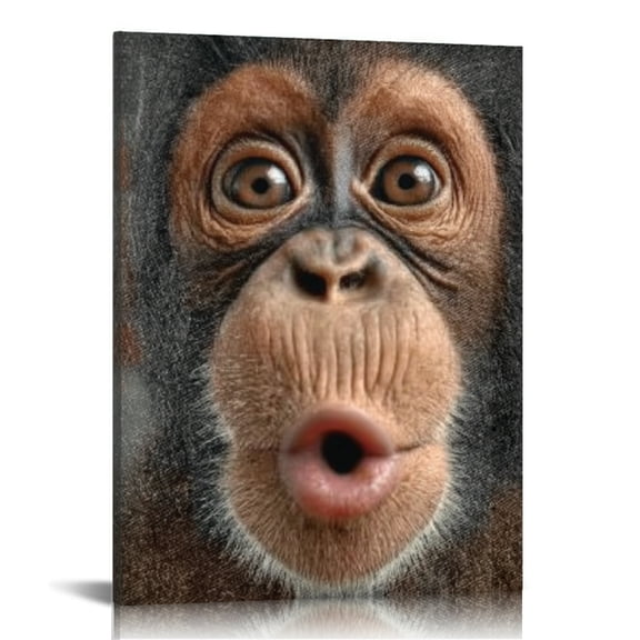 RKSupls Funny Monkey Face Canvas Wall Art, Canvas Prints Wall Art for Living Room Bedroom Stairway Office, Art Print Painting for Home Decorations,12x16in
