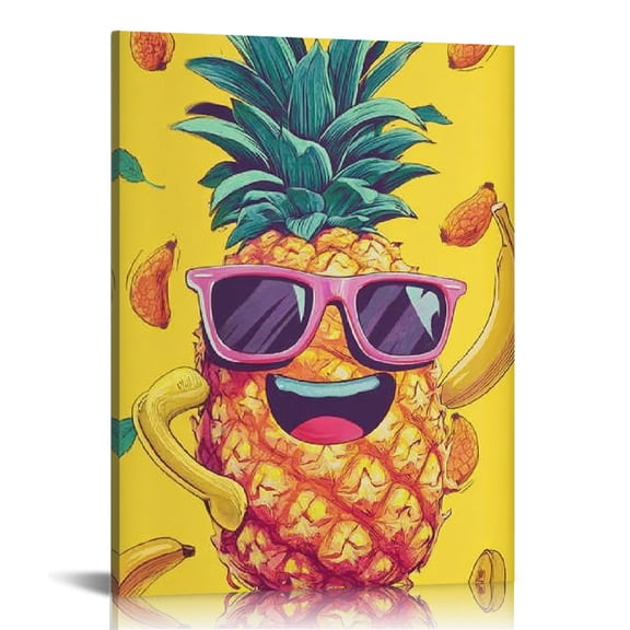 RKSupls Funny Pineapple Signs Canvas Wall Art, Canvas Prints Wall Art for Living Room Bedroom Bathroom Office, Art Print Painting for New Year Home Decorations,12x16in