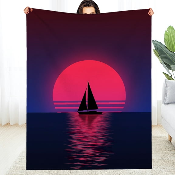 RKSupls Fuzzy Bedding Blanket for the Couch, Midnight Ocean Lightning Decorative Blanket - Warm Soft Soft Throw for Couch, Travel, Camping