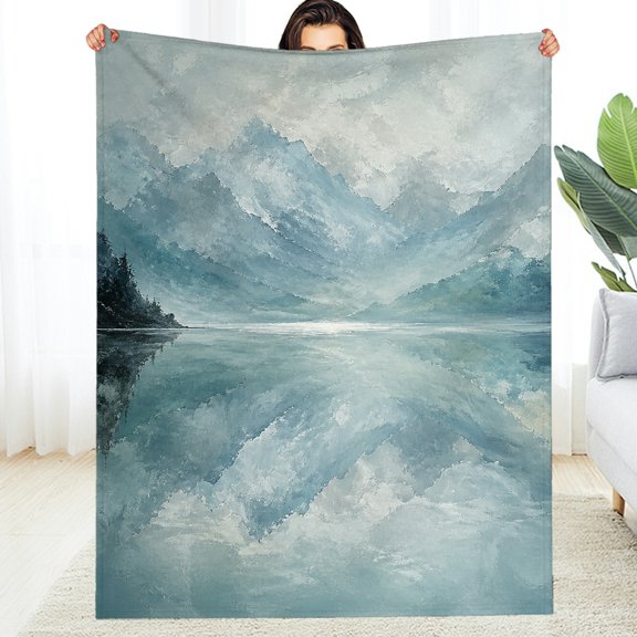 RKSupls  Fuzzy Bedding for the Couch, mountain lake mist reflection forest landscape  All-Season Blanket  - Tear-Resistant Soft Soft Throw for Couch, Travel, Camping