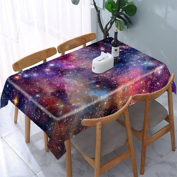 RKSupls Galaxy Nebula Stars Rectangle Dining Tablecloth, Washable Wipeable Stain & Wrinkle Resistant Polyester Tablecloth for Kitchen Picnic Party