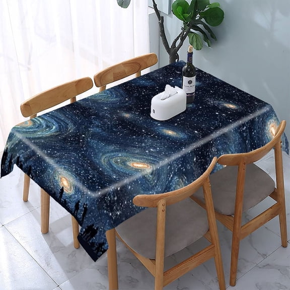 RKSupls Galaxy People Rectangle Dining Tablecloth, Washable Wipeable Stain & Wrinkle Resistant Polyester Tablecloth for Kitchen Picnic Party