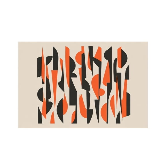 RKSupls Geometric Abstract Orange Black Linen Placemats 30x45cm Straight Edge Stain Resistant Washable Non-Slip Table Mats Table for Kitchen Dining Room Home