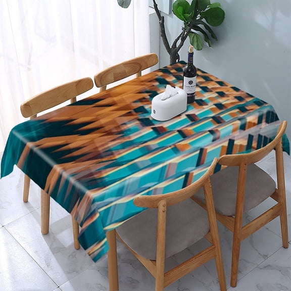 RKSupls Geometric Cube Abstract Pattern Rectangle Dining Tablecloth, Washable Wipeable Stain & Wrinkle Resistant Polyester Tablecloth for Kitchen Picnic Party