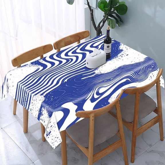 RKSupls Geometric Gold Line Pattern Rectangle Dining Tablecloth, Washable Wipeable Stain & Wrinkle Resistant Polyester Tablecloth for Kitchen Picnic Party