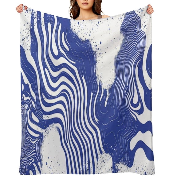 RKSupls Geometric Gold Line Pattern Soft Flannel Throw Blanket, Lightweight Fuzzy Warm Cozy Blanket for Couch Bed Home Travel Decor
