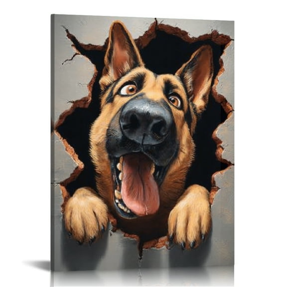 RKSupls German Shepherd Dog Canvas Wall Art, Canvas Prints Wall Art for Living Room Bedroom Entryway Office, Art Print Painting for New Year Home Decorations,12x16in