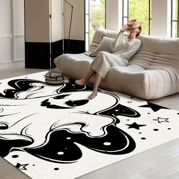 RKSupls Ghost Spirit Stars Swirls Halloween Soft Fluffy Velvet Area Rug for Living Room Bedroom, Non-Slip Washable Carpet, Chic Minimalist Home Decor
