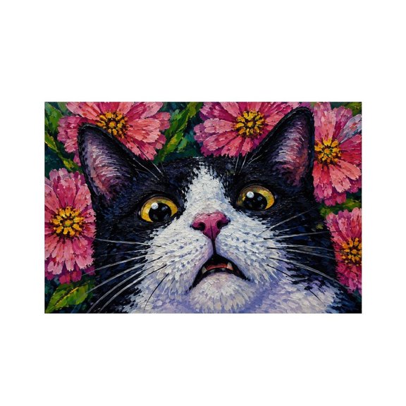 RKSupls Ginger Cat Lavender Background Linen Placemats 30x45cm Straight Edge Stain Resistant Washable Non-Slip Table Mats Table for Kitchen Dining Room Home