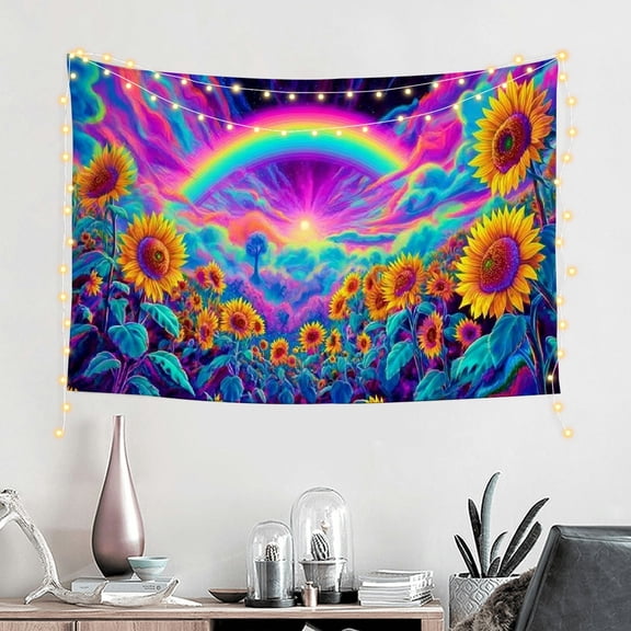RKSupls Glow-in-the-Dark Sunflower Tapestry, Home Tapestry Suitable for Hanging for Decorative Wall Hanging, Decorative Bedroom, Living Room Decoration - 60*40in