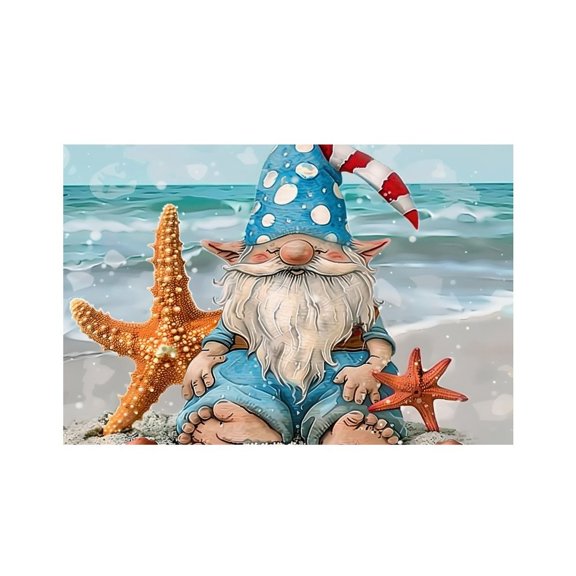 RKSupls Gnome Starfish Beach Linen Placemats 30x45cm Straight Edge Stain Resistant Washable Non-Slip Table Mats Table for Kitchen Dining Room Home