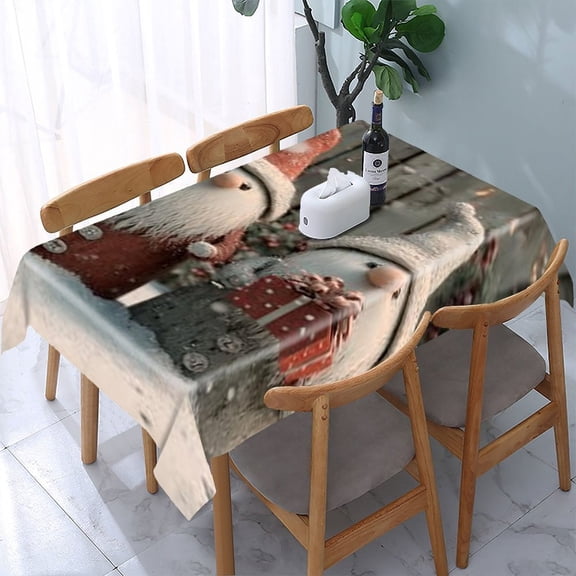 RKSupls Gnomes Christmas Snow Rectangle Dining Tablecloth, Washable Wipeable Stain & Wrinkle Resistant Polyester Tablecloth for Kitchen Picnic Party