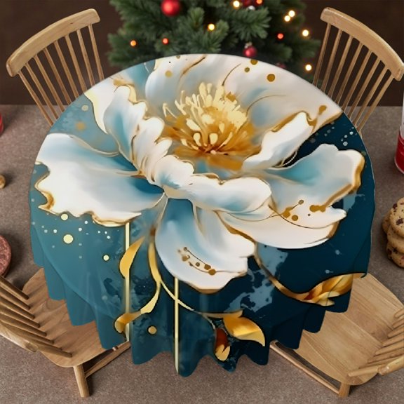 RKSupls Gold Splatter White Bloom Print Soft, 2D Flat Printing Kitchen Accessories, Gold Splatter White Bloom