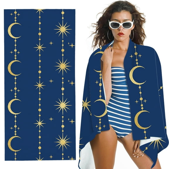 RKSupls Golden Celestial Garland Oversized Microfiber Beach Towel - Ultra-Soft Microfiber Machine Washable, for Bathroom, beach, Soft Super Absorbent- 30x60 in